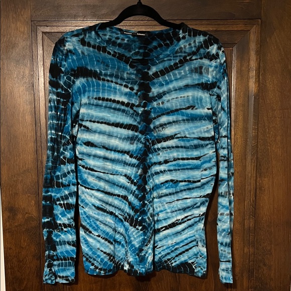 Proenza Schouler Tops - Proenza Schouler Black and Blue Tie Dye Long Sleeve Cotton Top, Sz M